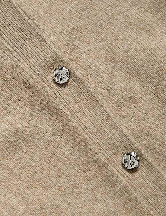 Air-Yarn Crew Neck Button Front Cropped Cardigan