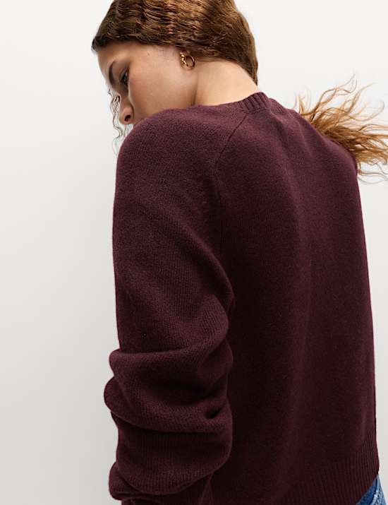 Air-Yarn Crew Neck Button Front Cropped Cardigan