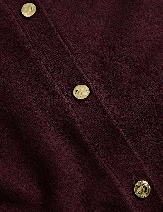 Air-Yarn Crew Neck Button Front Cropped Cardigan