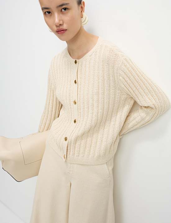 Ζακέτα ριμπ από σύμμεικτο βαμβάκι