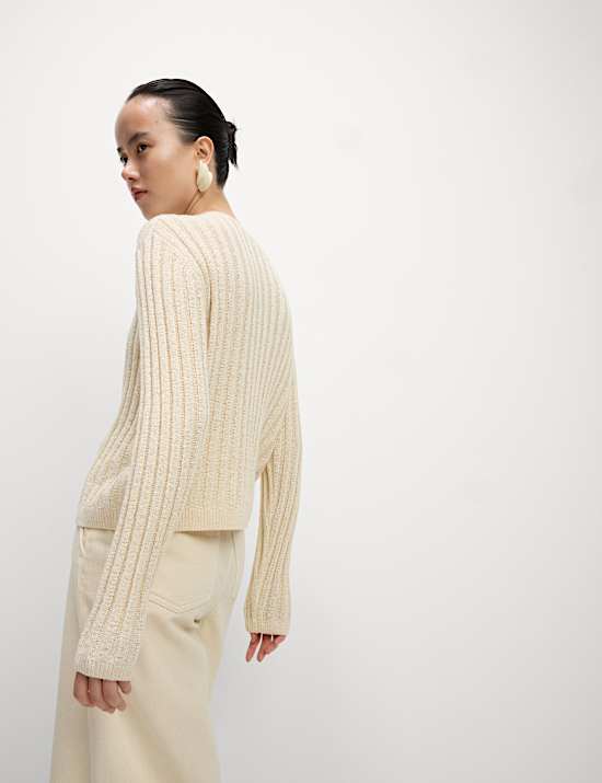 Ζακέτα ριμπ από σύμμεικτο βαμβάκι