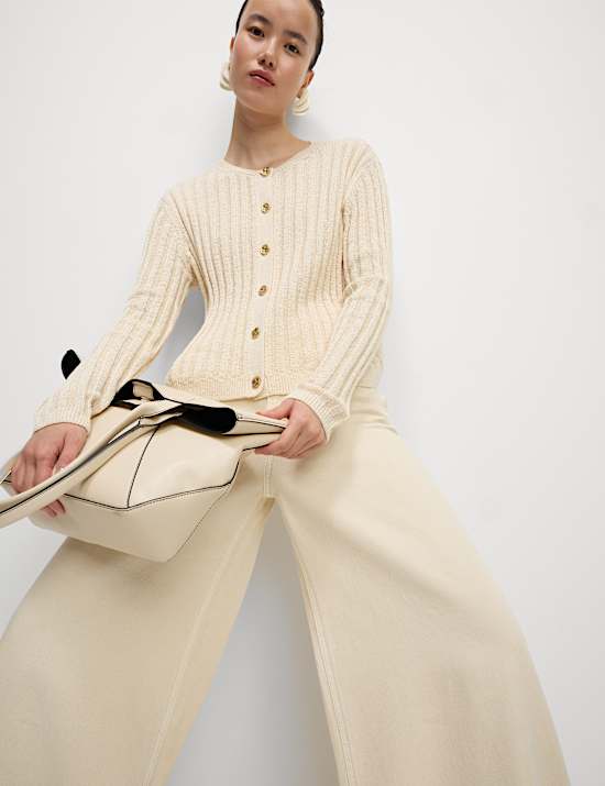 Ζακέτα ριμπ από σύμμεικτο βαμβάκι