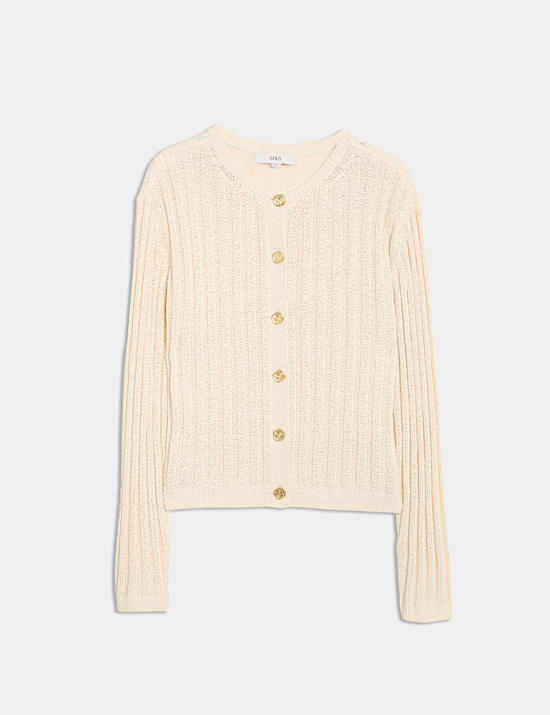 Ζακέτα ριμπ από σύμμεικτο βαμβάκι