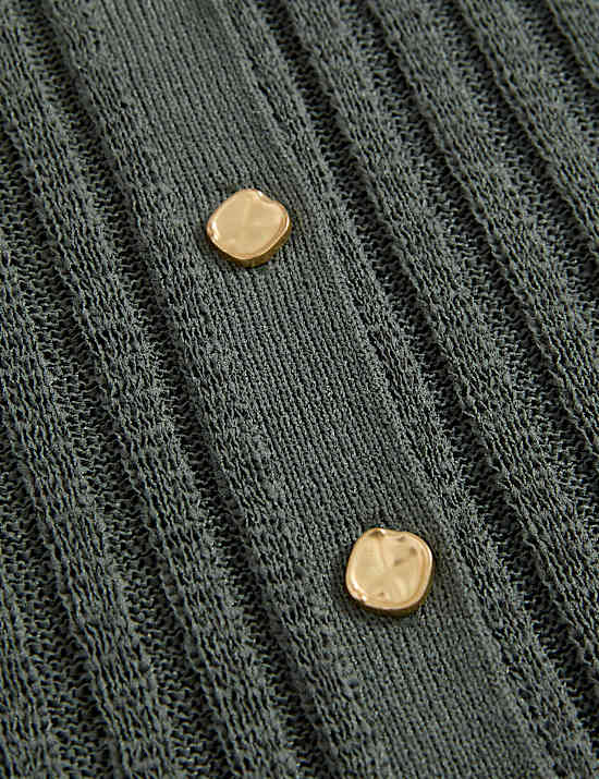 Cotton Blend Ribbed Cardigan