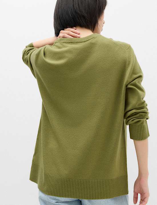 Air-Yarn V-Neck Oversized Longline Jumper