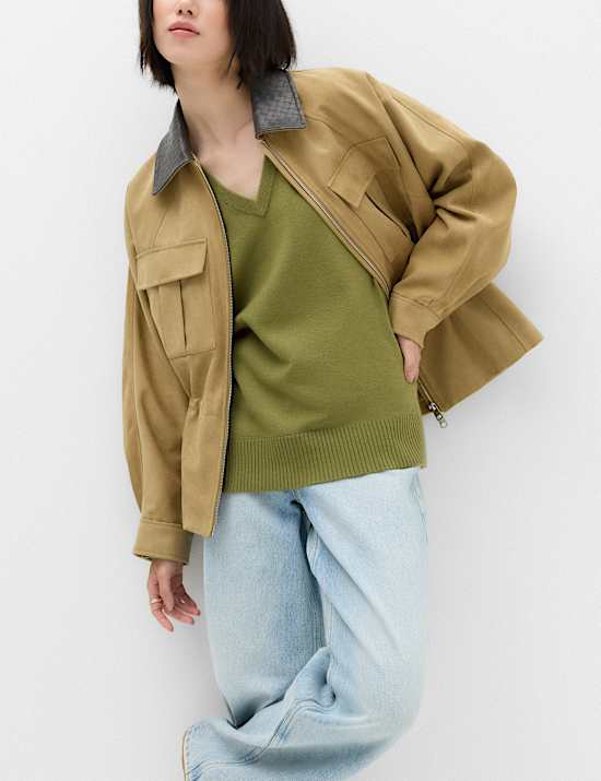 Air-Yarn V-Neck Oversized Longline Jumper