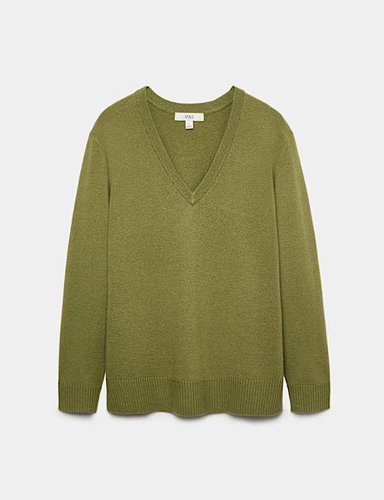 Air-Yarn V-Neck Oversized Longline Jumper