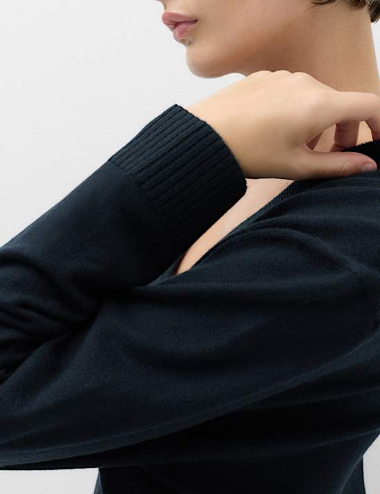 Air-Yarn V-Neck Oversized Longline Jumper