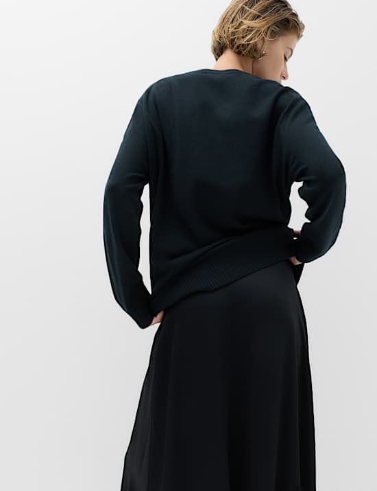 Air-Yarn V-Neck Oversized Longline Jumper