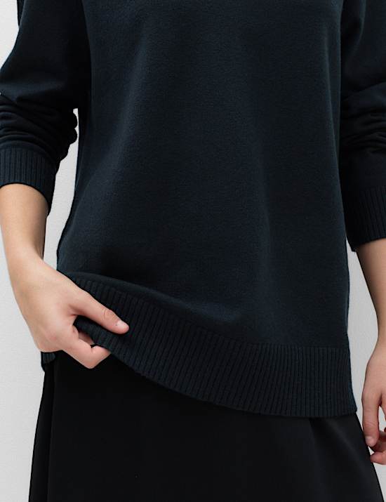 Air-Yarn V-Neck Oversized Longline Jumper