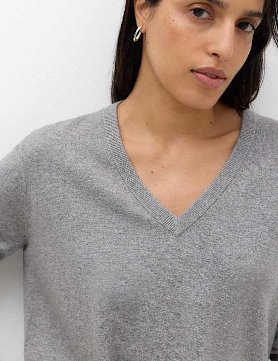 Air-Yarn V-Neck Oversized Longline Jumper