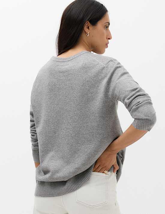 Air-Yarn V-Neck Oversized Longline Jumper