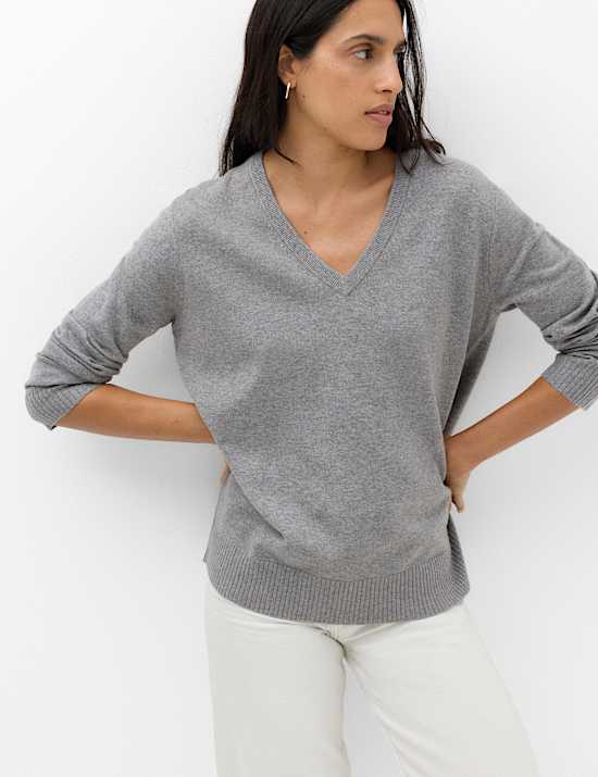 Air-Yarn V-Neck Oversized Longline Jumper