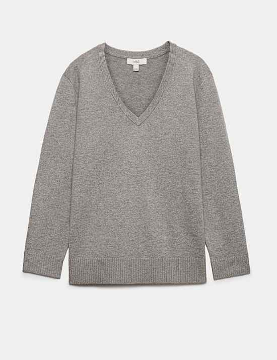 Air-Yarn V-Neck Oversized Longline Jumper