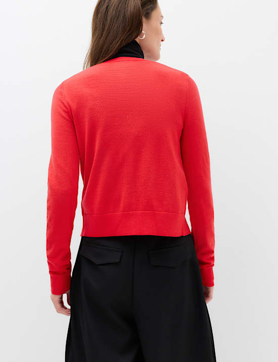 Pure Merino Wool Crew Neck Cardigan