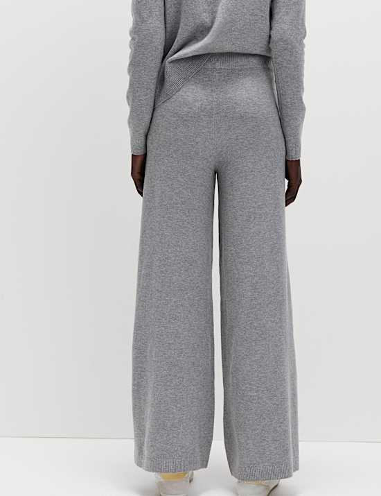 Air-Yarn Wide Leg Knitted Trousers