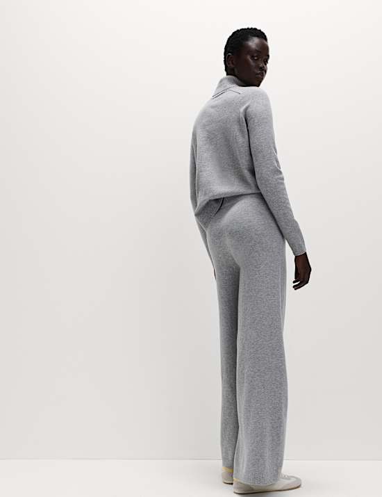 Air-Yarn Wide Leg Knitted Trousers