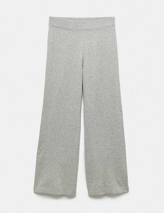 מכנסיים סרוגים בגזרה רחבה מצמר Air Yarn