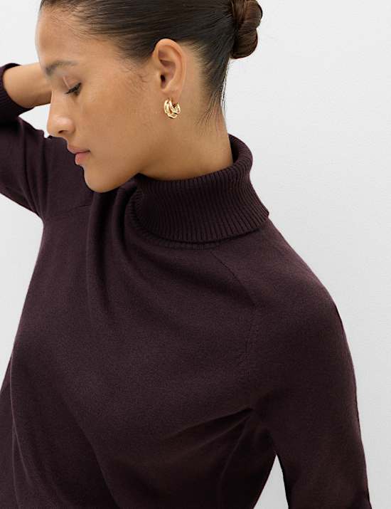 Pull en maille l&eacute;g&egrave;re &agrave; col roul&eacute;