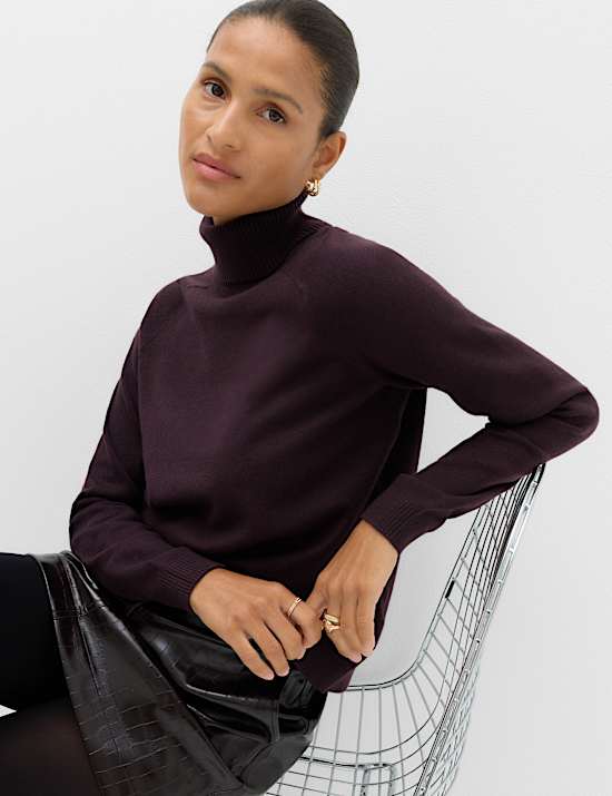 Pull en maille l&eacute;g&egrave;re &agrave; col roul&eacute;