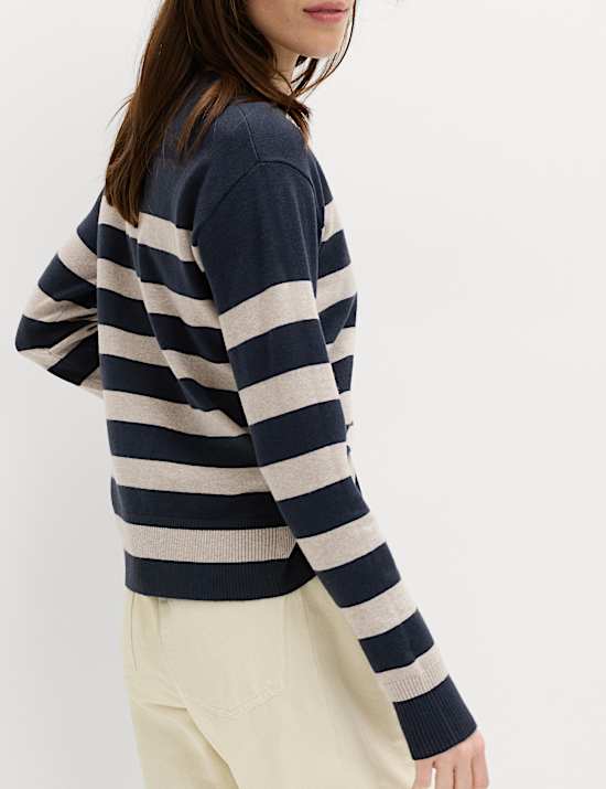 Air-Yarn Striped Crew Jumper