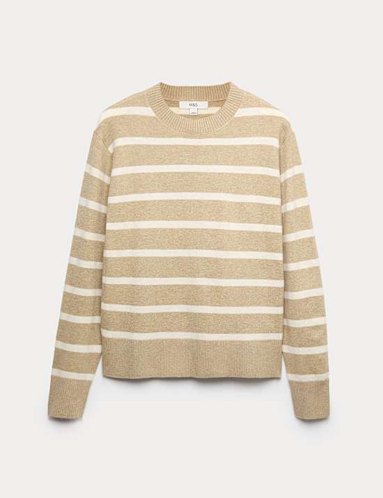 Air-Yarn Striped Crew Jumper
