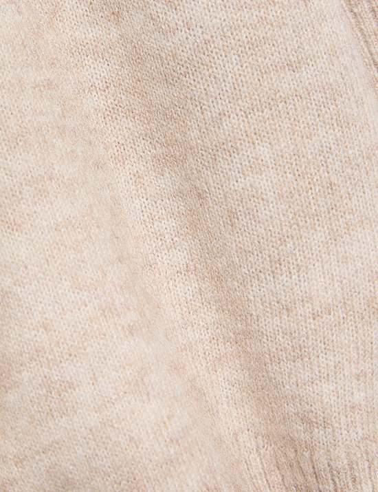 Collared Button Front Short Sleeve Cropped Cardigan with Alpaca