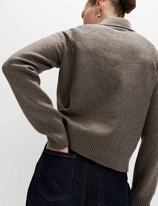 Air-Yarn Collared Button Front Cardigan