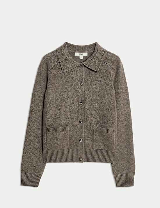 Air-Yarn Collared Button Front Cardigan