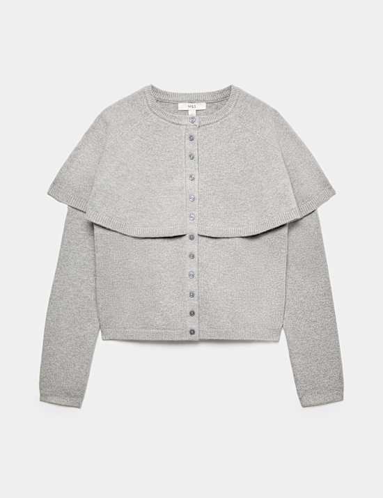 Air-Yarn Crew Neck Cape Slim Fit Cardigan