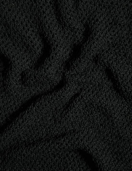 Cotton Blend Textured Crew Neck Jumper