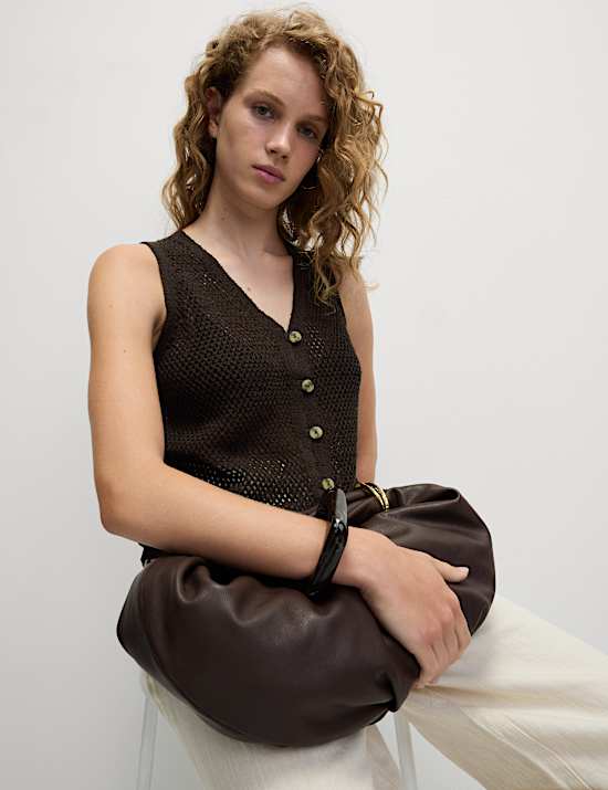 Gebreid gilet van katoenmix met knoopsluiting