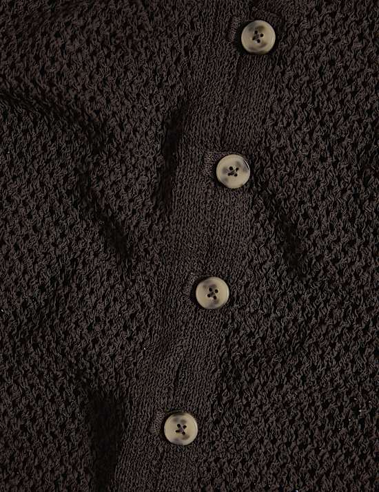 Gebreid gilet van katoenmix met knoopsluiting