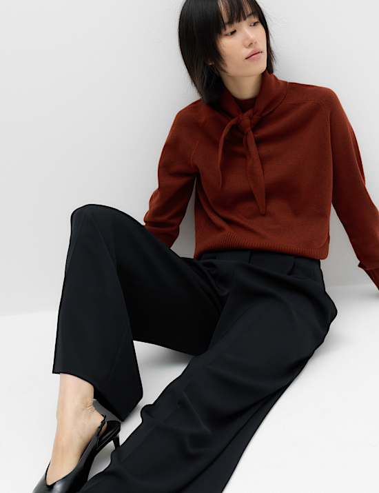 Air-Yarn Tie High Neck Jumper