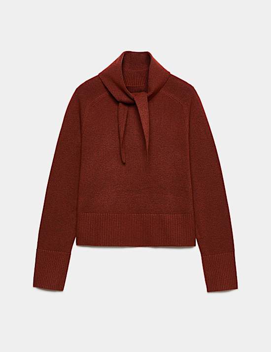 Air-Yarn Tie High Neck Jumper