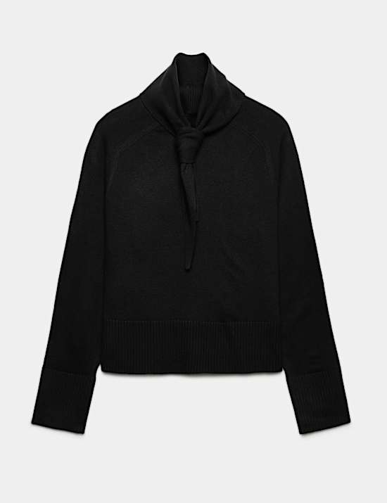 Air-Yarn Tie High Neck Jumper