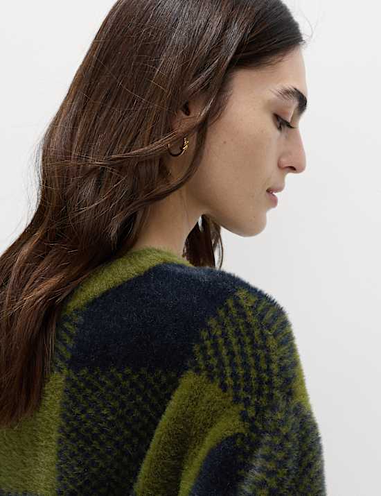 Checked Crew Neck Jumper