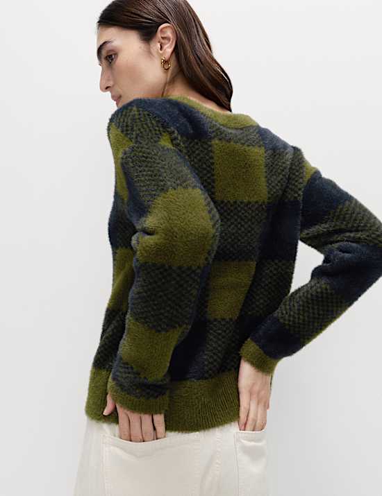 Checked Crew Neck Jumper