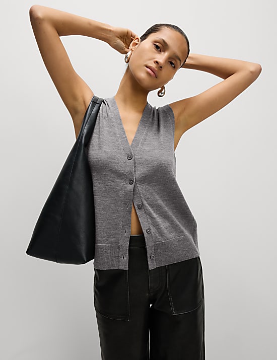 Pure Merino Wool Knitted Waistcoat