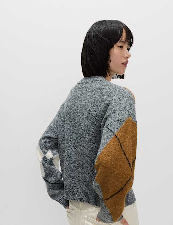 Argyle Relaxed Jumper with Wool