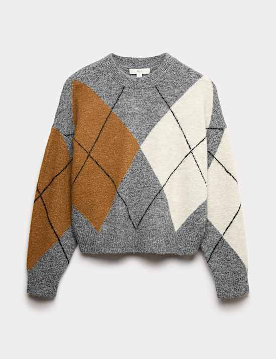 Argyle Relaxed Jumper with Wool