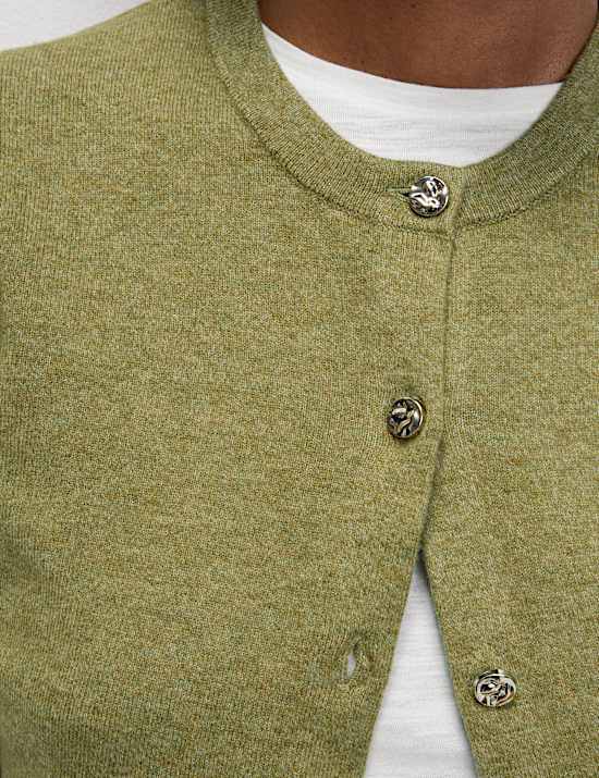 Air-Yarn Button Front Short Sleeve Cropped Cardigan