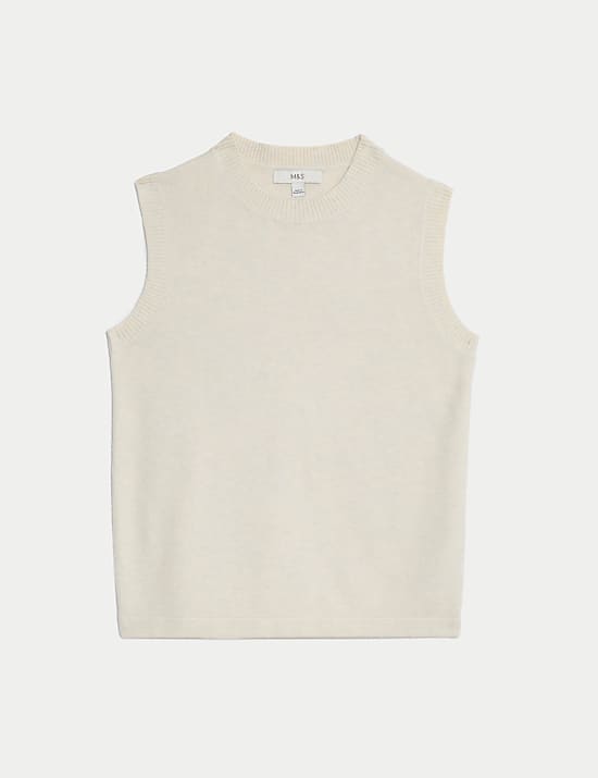 Air-Yarn Crew Neck Knitted Vest