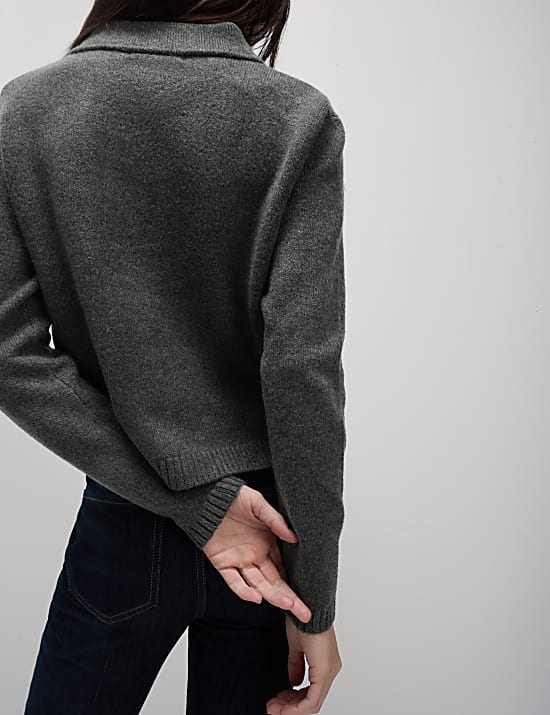 Relaxed-fit gebreid jasje met kraag