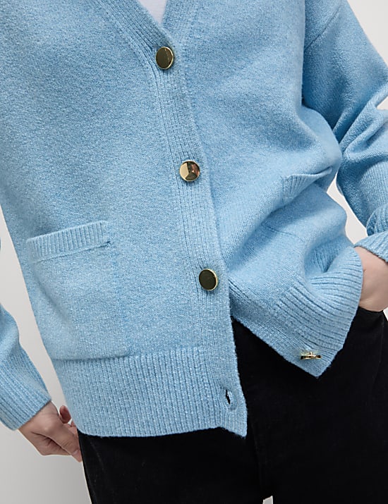V-Neck Button Front Relaxed Cardigan