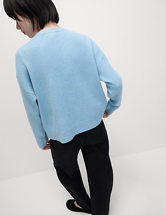 V-Neck Button Front Relaxed Cardigan