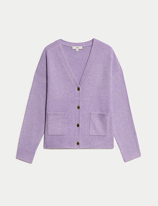 V-Neck Button Front Relaxed Cardigan