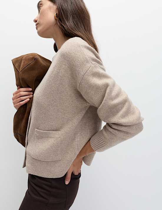 V-Neck Button Front Relaxed Cardigan