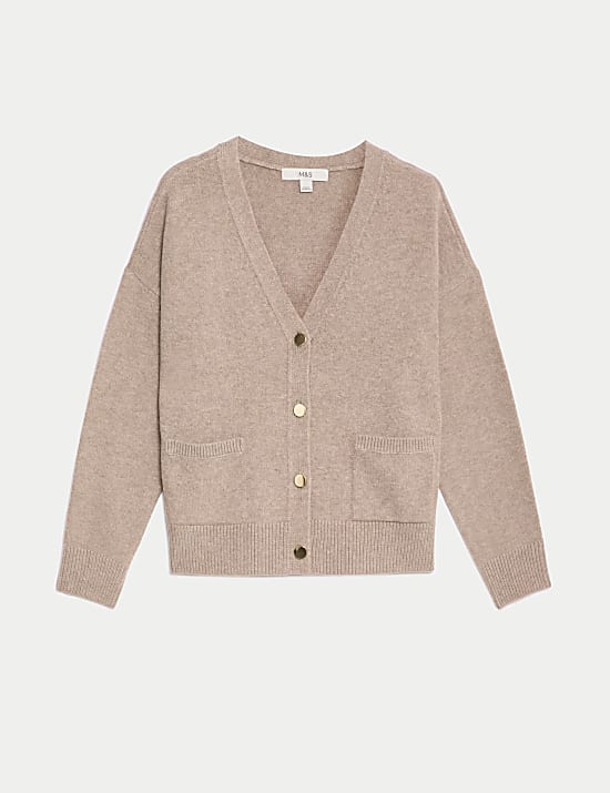 V-Neck Button Front Relaxed Cardigan