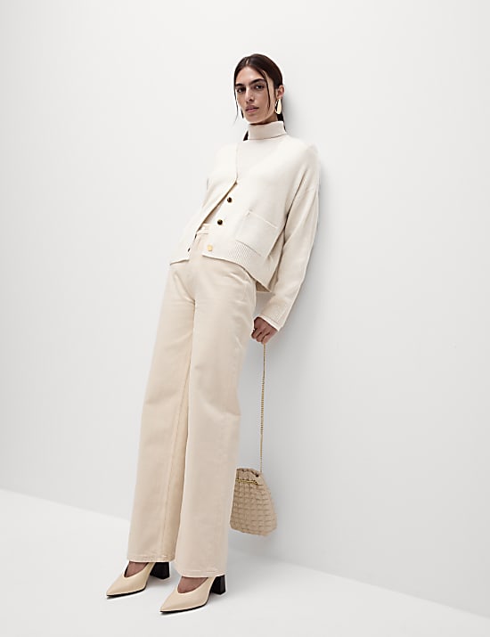 V-Neck Button Front Relaxed Cardigan